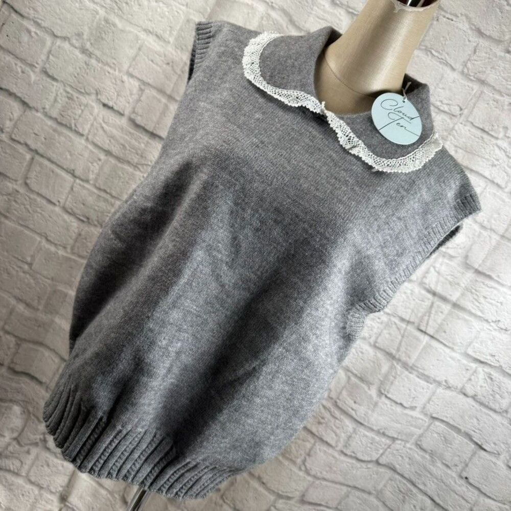 Cloud Ten Knit Lace Trim Sweater Vest Women's Small Sleeveless NWT